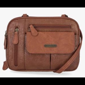 Multisac Zippy Triple Compartment Vegan Leather Brown Crossbody Bag